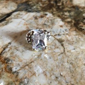 CZ, silver and gold accent ring. Size 7